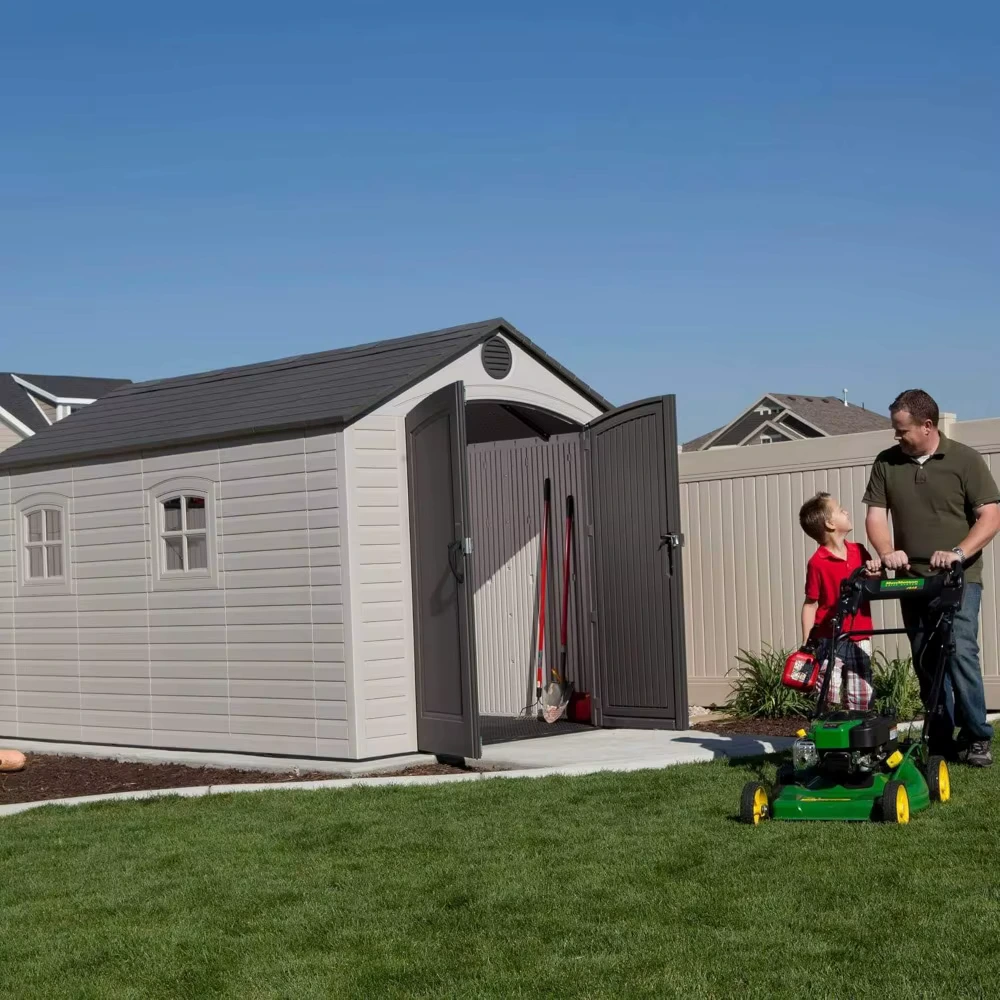 Outdoor Storage Solution: 8x12.5ft Shed With Dual Windows For Easy Access 2 outdoor grill cart with storage