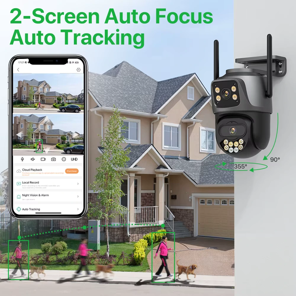ICSee 3-Lens Outdoor Security Camera – 6K 9MP HD, 4K/8MP Dual Screen, WiFi PTZ With Auto Tracking 2 when were security cameras invented