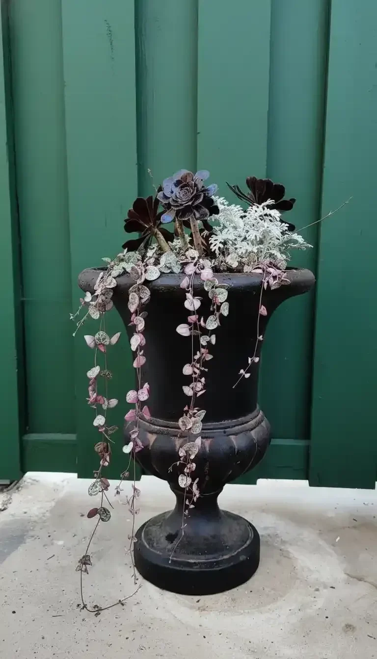 Haunted Mansion Inspired Planter - Black Flowers 1 haunted mansion inspired planter black flowers 2026 04 04 193454